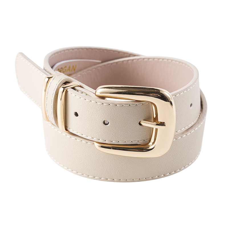 Cinturón con hebilla de doble bucle color crema