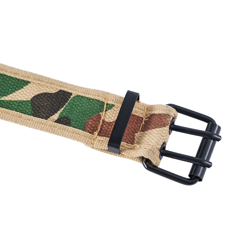 Cinturón de camuflaje con estampado de algodón y ojales dobles
