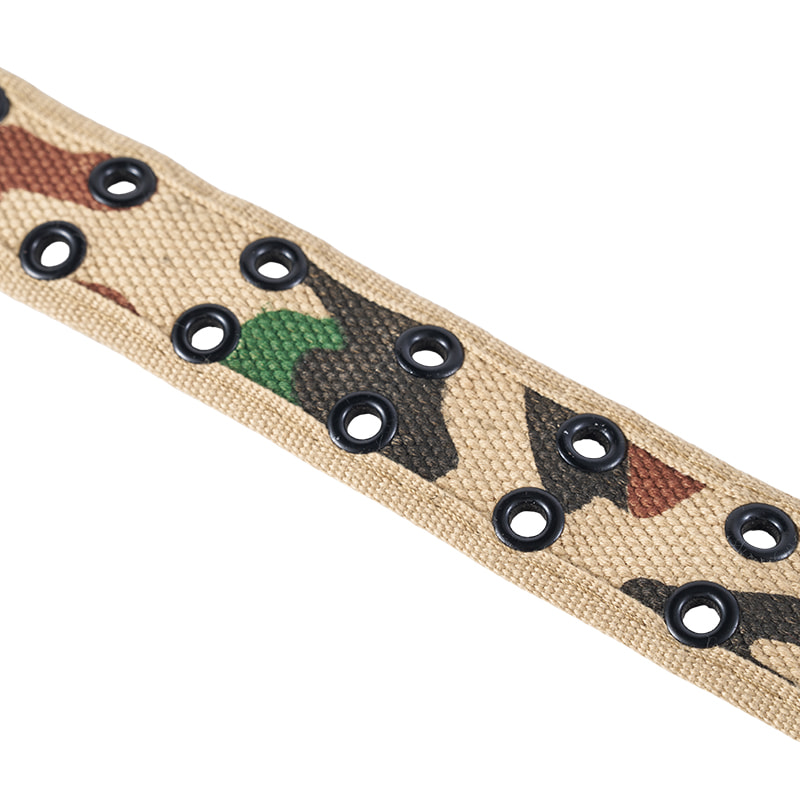 Cinturón de camuflaje con estampado de algodón y ojales dobles