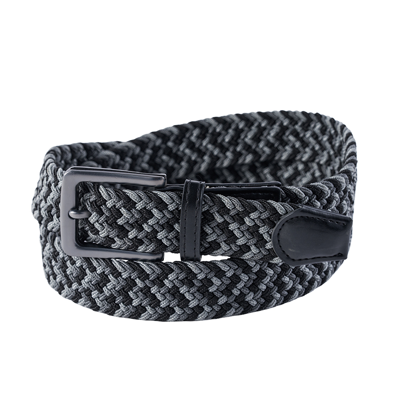 Cinturón tejido trenzado elástico tejido gris negro Cinturón tejido trenzado elástico tejido gris negro