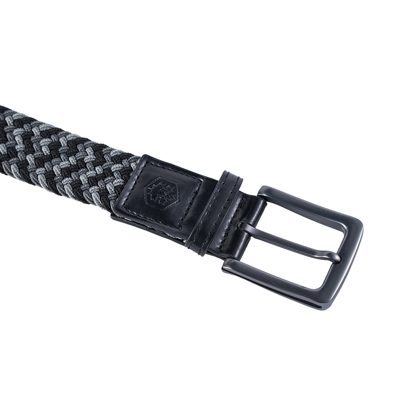 Cinturón tejido trenzado elástico tejido gris negro