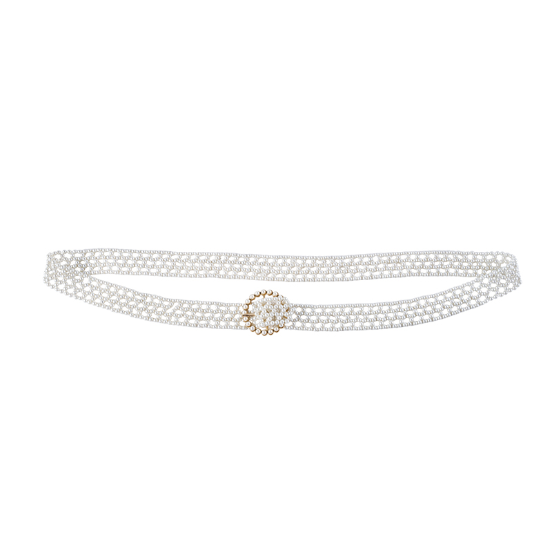 Elegante cinturón de cadena con perlas multicapa Elegante cinturón de cadena con perlas multicapa