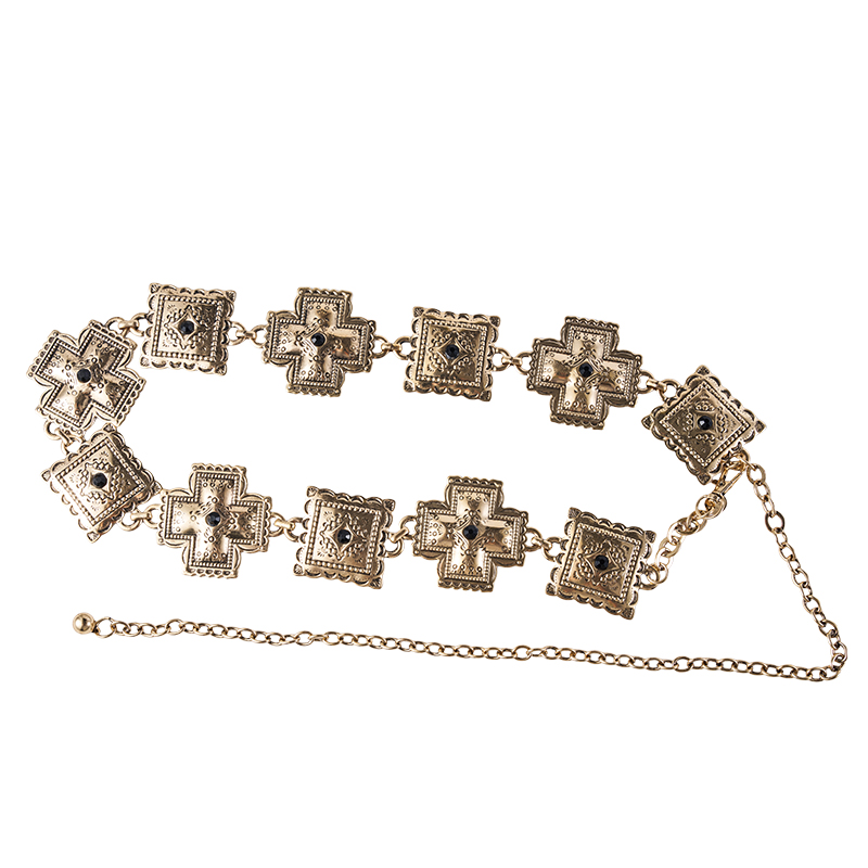 Cinturón de cadena de cintura cruzada y cuadrado boho dorado Cinturón de cadena de cintura cruzada y cuadrado boho dorado