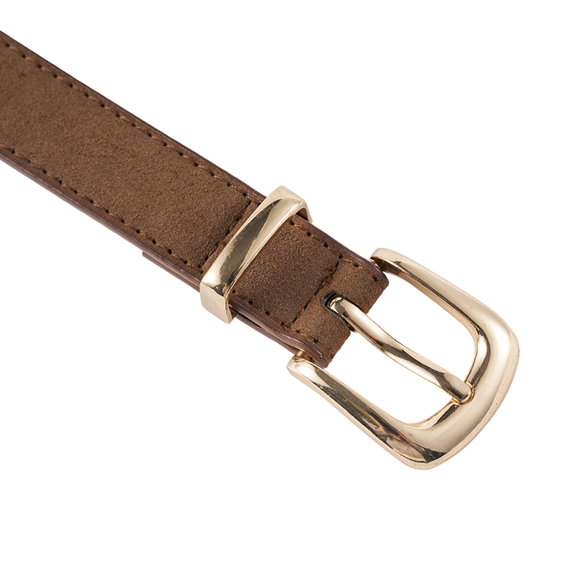 Cinturón con hebilla de metal simple de cuero PU para mujer