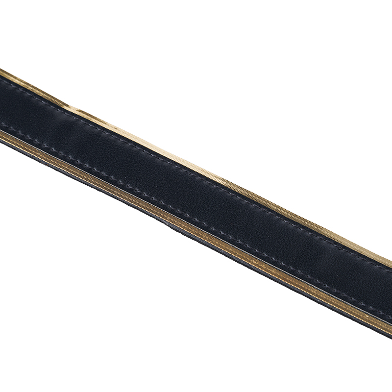 Cinturón de PU negro con borde dorado
